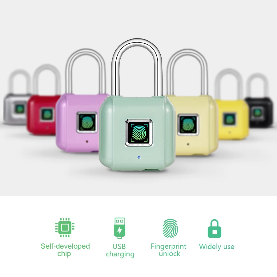 

FUERS Fingerprint lock USB Intelligent Fingerprint Padlock Quickly unlock Smart Anti-theft Door lock waterproof Zinc alloy Metal