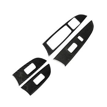 

4pcs Window panel trim Carbon Fiber Button Interior Decoration Sticker Useful