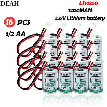 

16pcs/lot New Original SAFT LS 14250 LS14250 14250 3.6V 1/2 AA 1/2AA primary battery LS14250 PLC Lithium Battery With Plug