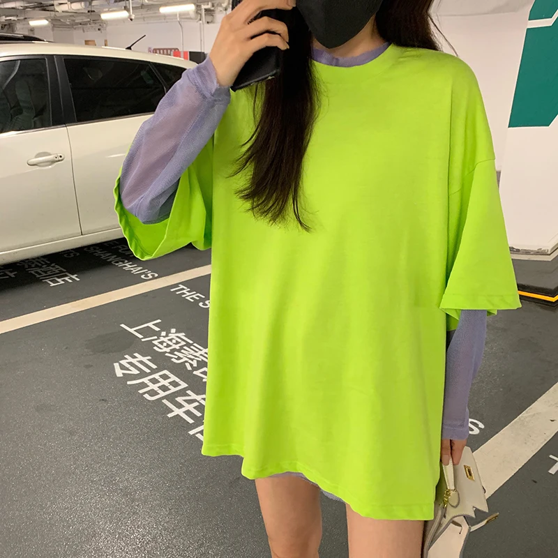 

Summer korean ins style solid color loose Short Sleeve t-shirt Womens tops Casual Tees shirt femme (R88819)