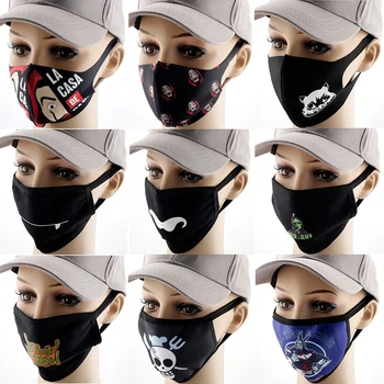 

Trendy Cartoon Anime Naruto One Piece Demon Slayer Series LA CASA DE PAPEL Billie Eilish Cotton Face Cover Mouth Nose Dust Mask