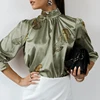 Celmia Plus Size 5XL Women Satin Blouses Elegant Tops Fashion Solid High Collar Silk Shirts Long Sleeve Party Blusas Femininas ► Photo 3/6