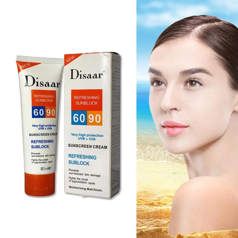 Солнцезащитный крем от солнца Disaar Spf 90++ увлажняющий защитный крем для кожи лица с высоким уровнем защиты от повреждений Защита от солнца 80 г I8M1