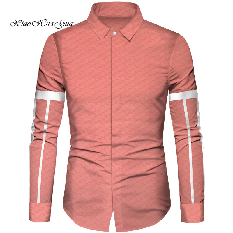 4 African Clothes Men Top Shirts Bazin Riche African Men Clothes Cotton Print Patchwork Formal Shirts Traditional African WYN832 - Цвет: 4