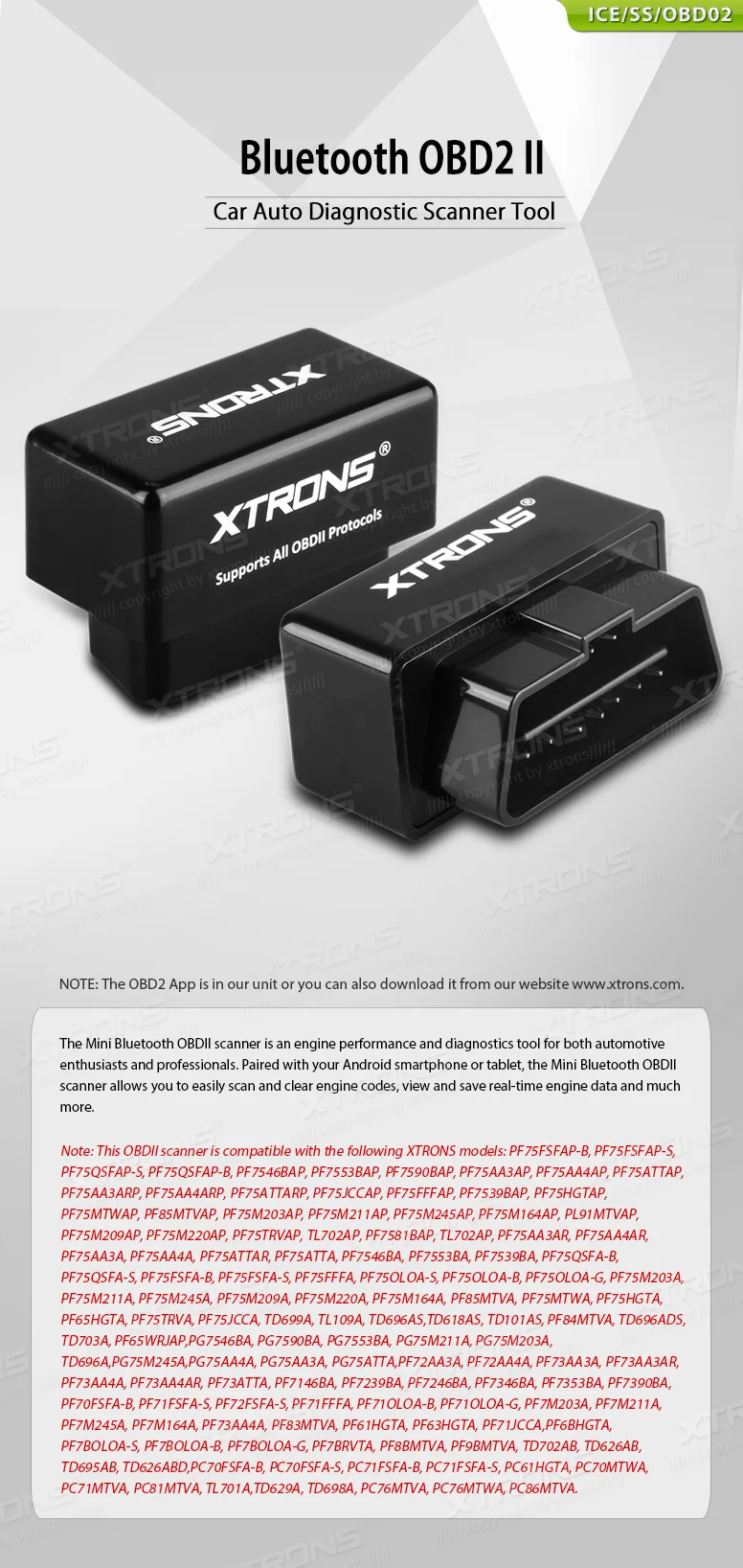 XTRONS Bluetooth OBD2 II автомобильный диагностический сканер инструмент