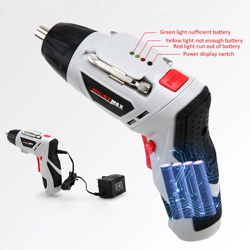 

4.8V Multifunctional Cordless Rechargeable Screwdriver with Rotatable Handle LED Light Electric Hand Drill