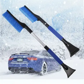 

2 IN 1 Ice Scraper Shovel Brush Scalable Snow Brush Car Windshield Snow Removal Frost Adjustable Blue Defrosting Shovel