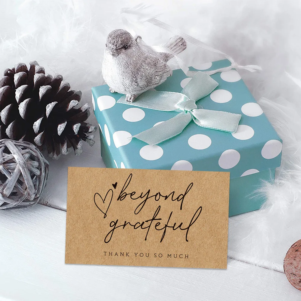 Mini Greeting Cards Thank You Card For Small Shop Gift Decoration Card For Small Business card Natural Kraft Paper 10-30pcs