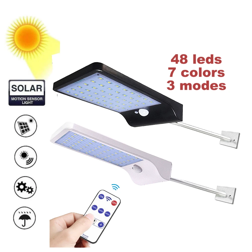 

remote 36 LED Solar Light Three Modes Black White Waterproof Outdoor Garden street Wall Fence garage Lamp spot floodlight
