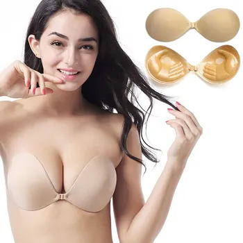 

New Soutien Gorge Push Up Bra Front Closure Sticky Self Adhesive Backless Strapless Bra Silicone Breast Lift Up Invisible Bra Bh
