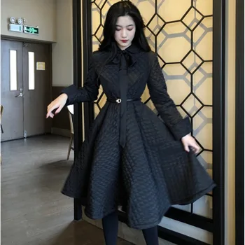 

Korea 2019 Autumn winter new clothing for women Korean tide vintage famale jacket thin style black coat with pockets YH71601