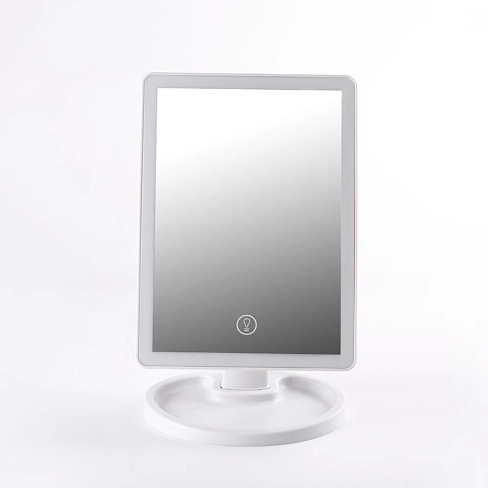Зеркало для макияжа, светодиодный светильник, зеркало, четыре стороны, светильник, зеркало для красоты, зарядка через usb, вращающееся на 360 градусов, сенсорное Индукционное хранилище, Прямая поставка - Color: white