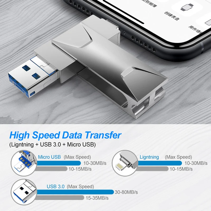 3 в 1 флеш-накопитель Lightning 32 ГБ 16 ГБ 8 ГБ 64 Гб 128 Гб карта памяти USB 3,0 USB флэш OTG Micro USB для iPhone lightning USB флэш-накопитель 3,0 для телефона ПК
