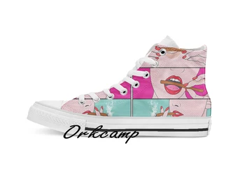 

weed lady Custom Casual High Top lace-up Canvas shoes sneakers Drop shipping
