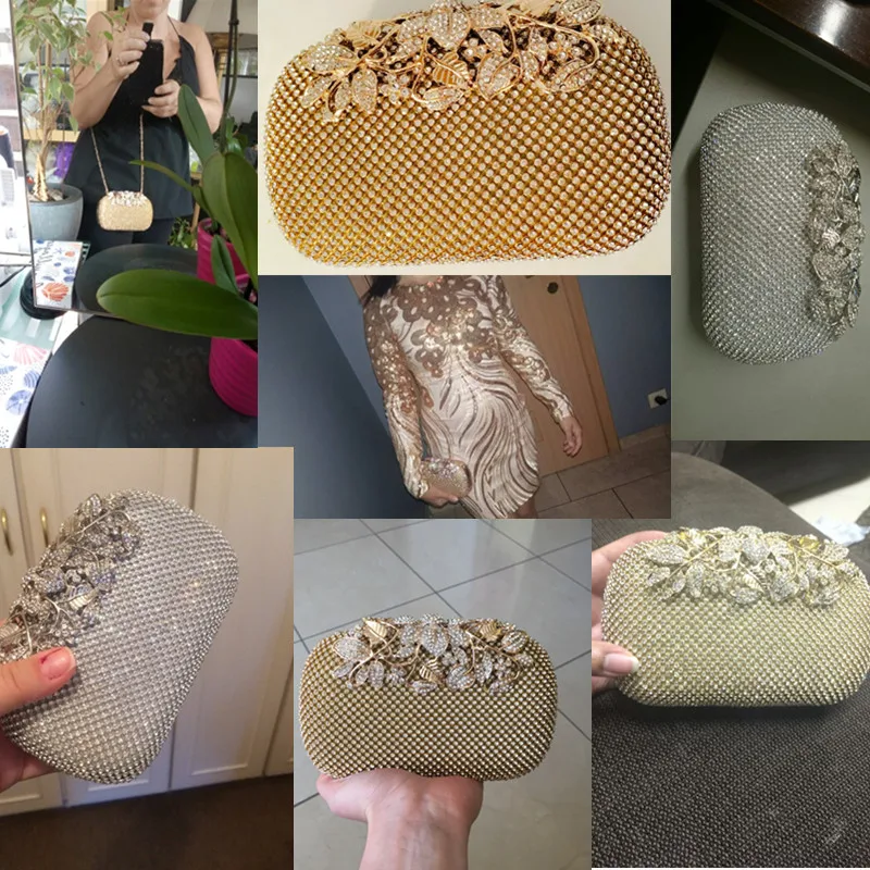 Роскошный женский клатч GLOIG серебристого/золотистого/черного цвета свадебные