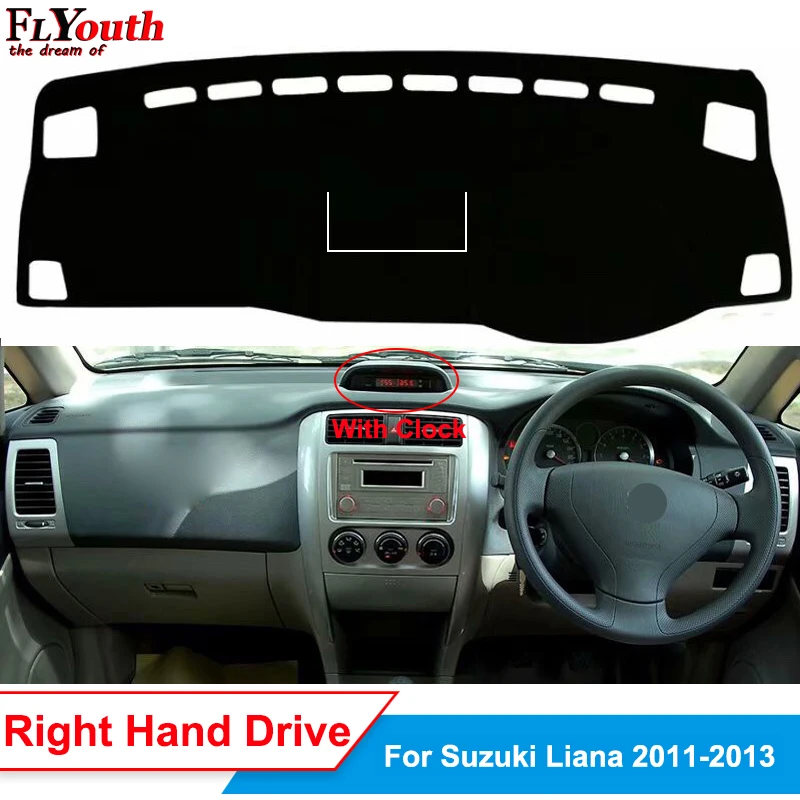 Крышка приборной панели автомобиля для Suzuki Liana 2011 2012 2013 с часами подарок LHD из RHD авто защита от солнца тире коврик ковер анти-УФ 1 шт