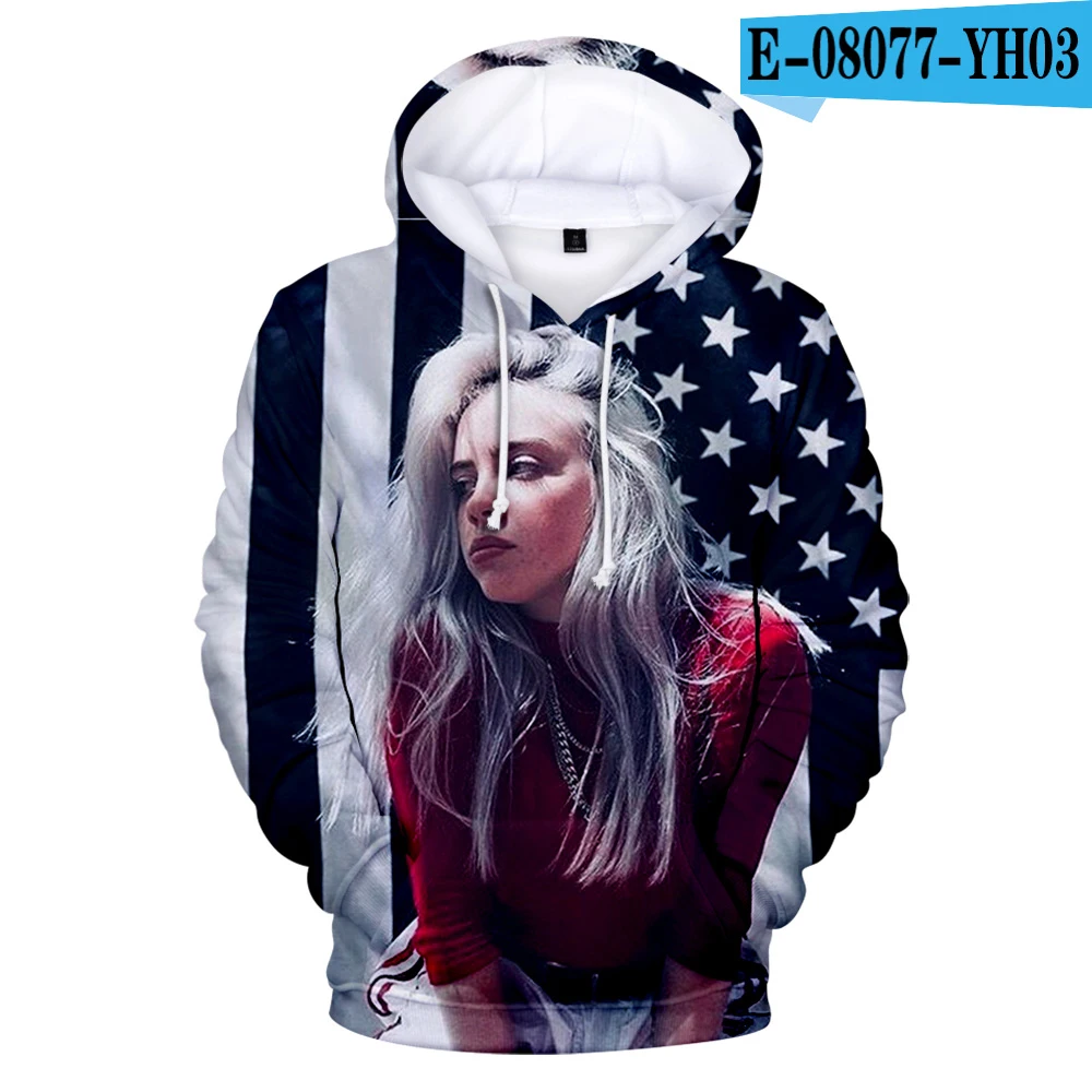 Новые модные толстовки с капюшоном Billie Eilish 3D, популярные мужские и женские пуловеры для мальчиков и девочек, повседневные толстовки Harajuku на осень и зиму - Color: 3D