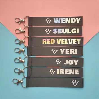 

1pcs Kpop Red Velvet lanyard Laser Mobile Phone Rope strap Keychain Name Mobile Pendant Key Chain high quality k-pop Red velvet