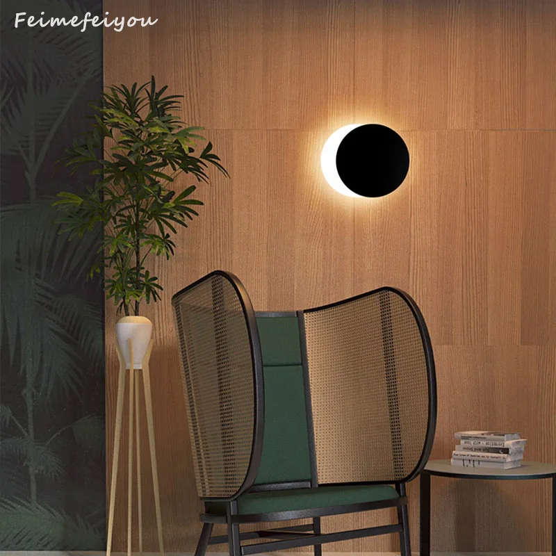 Feimefeiyou Nordic modern art solar eclipse wall lamp stair aisle corridor background wall bedroom bedside wall round LED lamp outdoor wall lights Wall Lamps