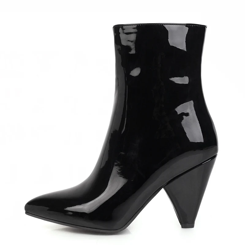 FITWEE Plus Size 35-47 Ankle Boots For Women Pointed Toe Zipper Shoes Women Fashion Party Solid Color Sexy Female Footwear