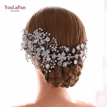 YouLaPan HP273 Роскошная повязка на голову, свадебные Стразы, свадебные аксессуары для волос, Тиары и короны, свадебная головная повязка с цветами