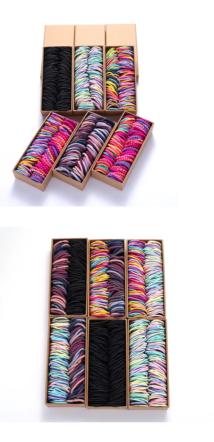 100PCS/Set Girls Candy Colors Nylon Elastic Rubber Band