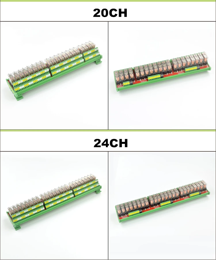 Módulo de Relé Montagem do Painel 2no + 2nc Canais Dpdt Interface 12 - 24vdc Din Trilho Pnp Npn Compatível 16 5a 9 16 canais dpdt interface módulo de relé