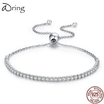 

ARING 925 STERLING SILVER SPARKLING STRAND BRACELET WOMEN LINK TENNIS BRACELET SILVER JEWELRY 3 COLORS SCB029