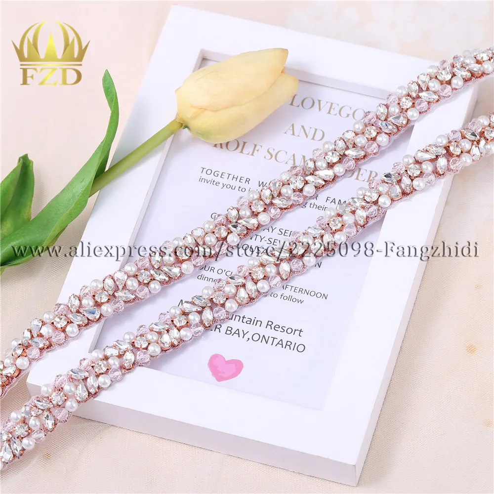 

FZD Wholesale 30 Yard Rhinestone Beaded Crystal Rhinestone Applique Sewing on Beaded Decoration for Wedding Waistband Belt DIY