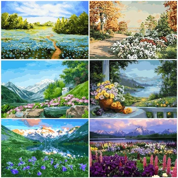 

HUACAN DIY Painting By Numbers Scenery Drawing On Canvas Pictures By Number Flower Hand Painted Paintings Art Gift Home Decor
