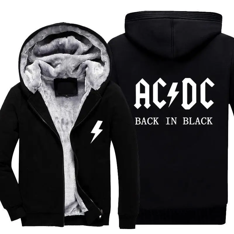 AC DC Толстовка Мужская Хип-Хоп рок группа ACDC черная толстовка мужская повседневная Уличная толстовка на молнии зимняя куртка