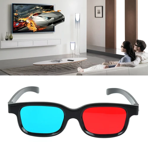 블랙 프레임 레드 블루 3D 안경, 홈 시어터 몰입형 경험, 입체 애널리프 영화 게임 DVD 비디오 선물, 안경 마찰 3