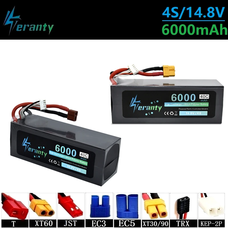 

Upgrade 14.8v 6000maH 40C Lipo Batterry For RC Quodcopter Cars Boats Drone Spare Parts 4s 6000mah 14.8v Rechargeable Batteries