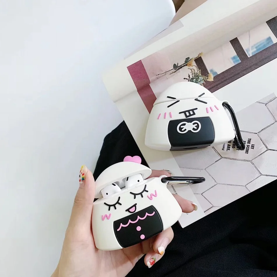 3D Unicorn Earphone Case For Airpods 2 Silicon Rice ball Cover for 1 Headphone Earbuds Ring Strap | Электроника