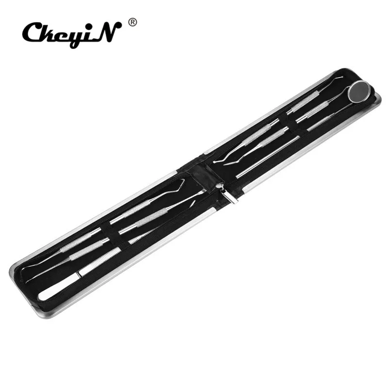6Pcs set Stainless Steel Teeth Cleaning Tooth Stone Remover Pick Scaler Tweezer Scraper Mirror Stainless Steel 2