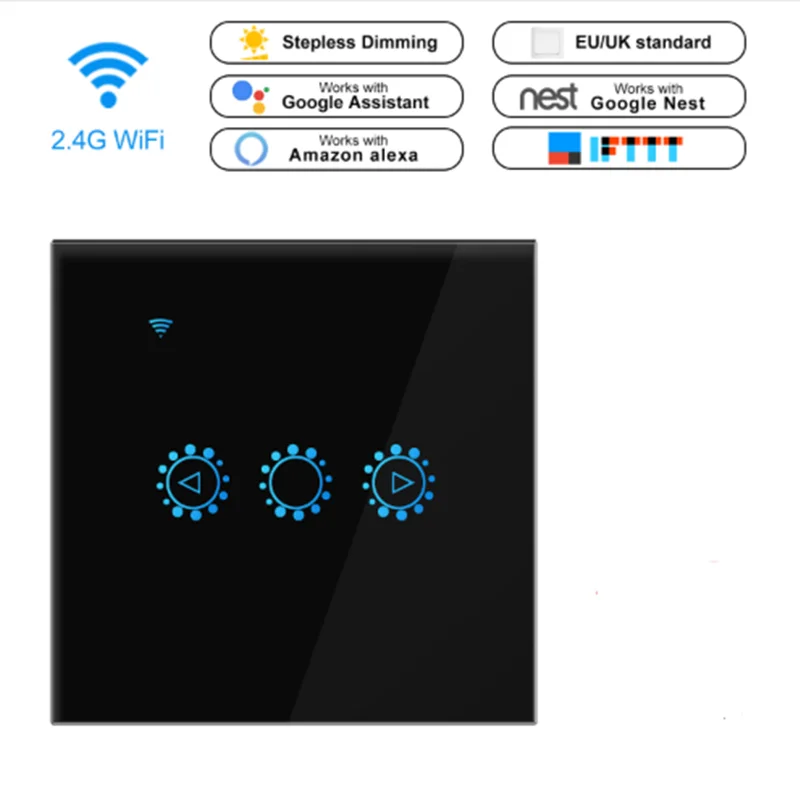 EU Black WiFi диммер, умный светильник, сенсорный переключатель, Диммируемый, совместимый с Amazon Alexa Google Home, Диммируемый, стандарт США, ЕС - Цвет: EU Black