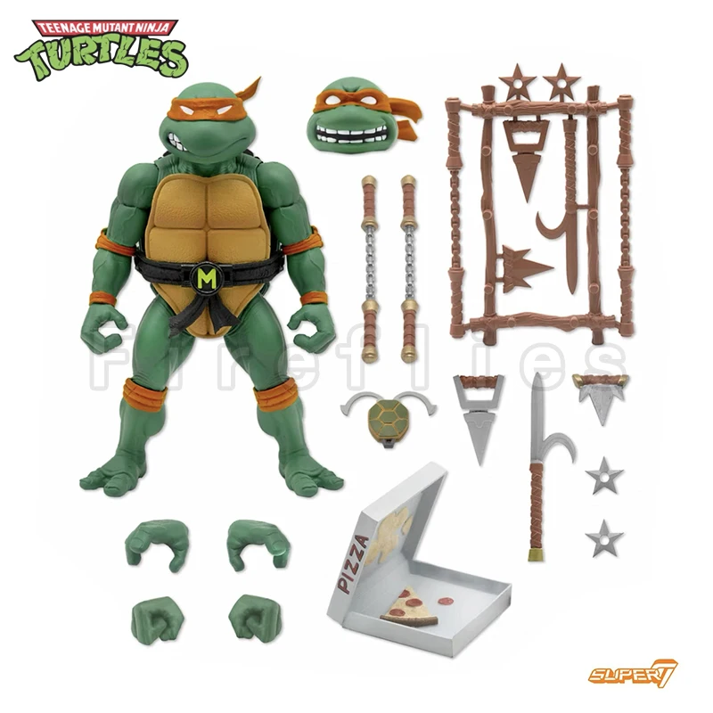 

7inches Super7 Turtles Action Figure Wave 3 Ultimates Michelangelo Anime Movie Model For Gift Free Shipping