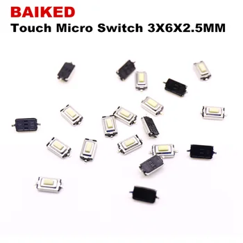 

100pcs Touch Micro Switch 3X6X2.5MM 3*6*2.5 SMD White Button Head 2Pin High temperature resistant button normally open type