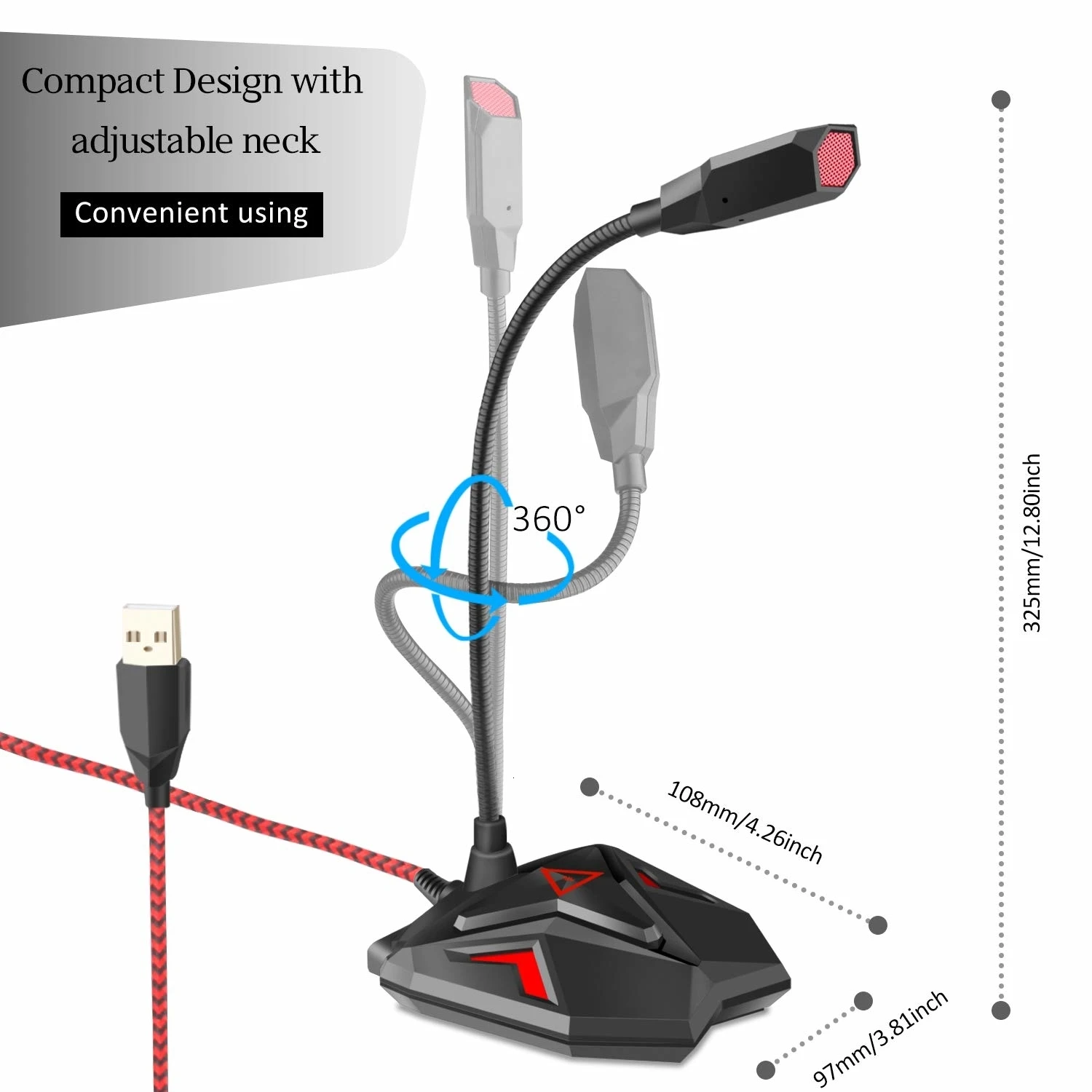 USB компьютерный микрофон Plug& Play Рабочий стол всенаправленный конденсаторный ПК ноутбук микрофон немой светодиодный для Youtube Запись по Skype Games
