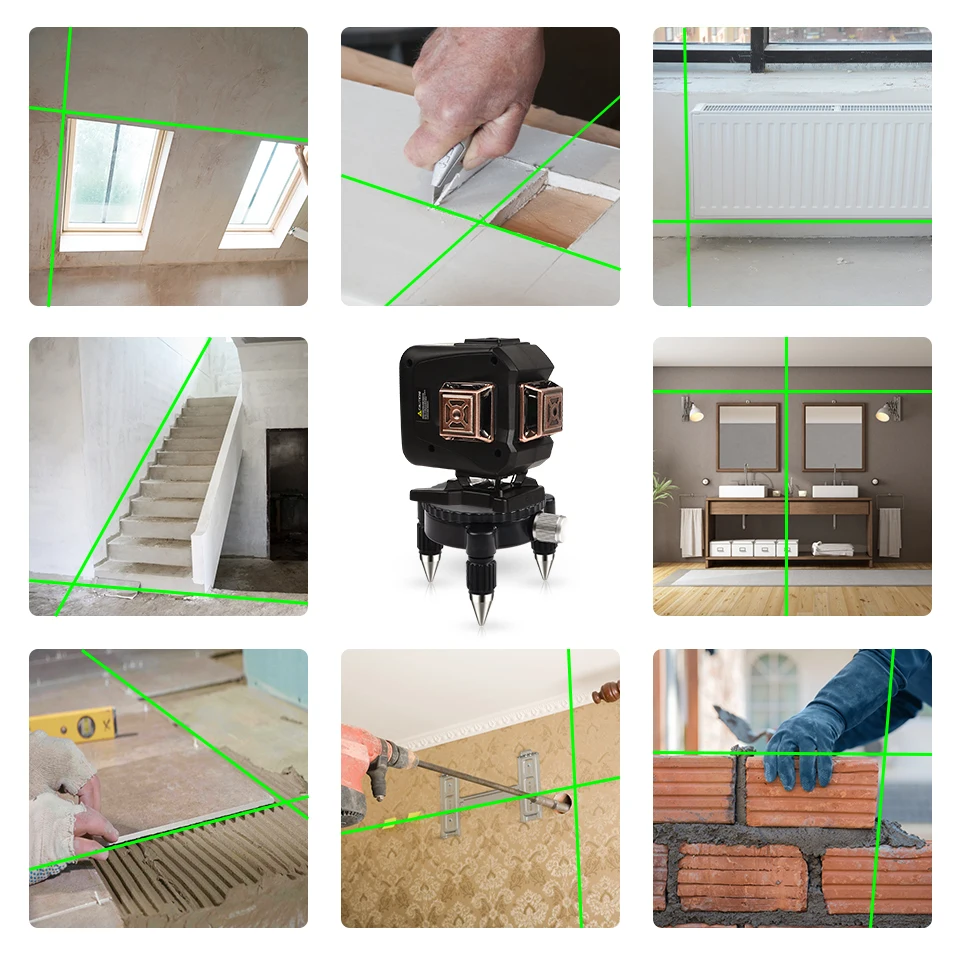 Goxaweeグリーンレーザーレベル12ライン3d自己レベリング360クロスライン水平と垂直自動lazerレベル強力なグリーンビーム Laser Levels Aliexpress