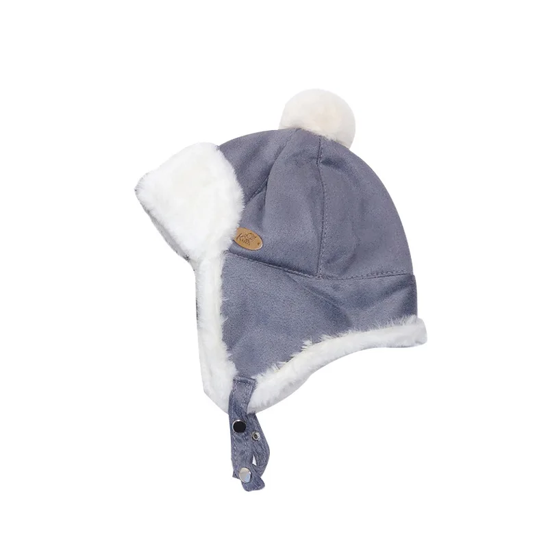Зимние теплые шапки бомберы для детей утепленные хлопковые меховые зимние