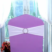 Свадебные чехлы для стульев из спандекса, 2 шт./лот, ленты из лайкры для свадебной вечеринки, дня рождения, декор для стульев, синий, красный, черный, белый, розовый, фиолетовый