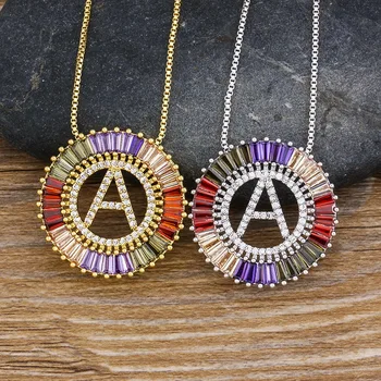 

Hot Sale Gold Silver Color Cubic Zirconia 26 Letters Pendant Initial Necklace Fashion Name Necklace Jewelry Choker For Women