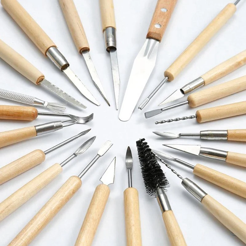 31 Pcs Arts Crafts Clay Sculpting Tools Pottery Carving Tool Set Pottery&Amp Ceramics Wooden Handle Modeling Clay Tools