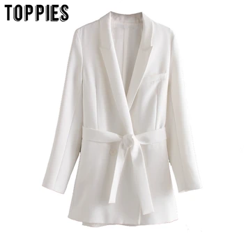 

women blazer with suit jacket coat high quality ladies long blazer belt jacket 2020 womam clothes