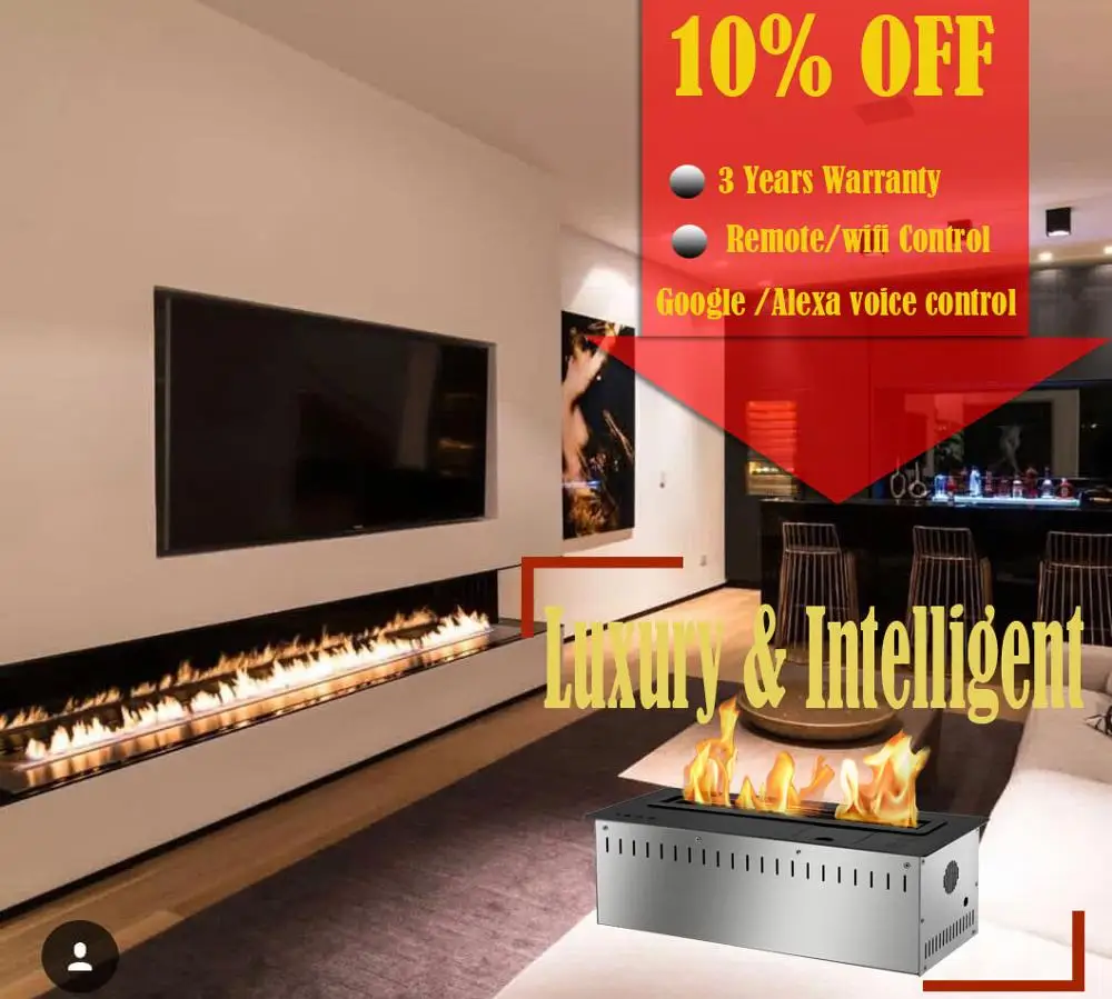 

hot sale 18 inches Build in wall ethanol fireplace with remote wifi control