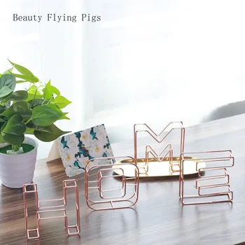 

4Pcs Light luxury rose gold plating metal letters HOME desktop decoration home living room bedroom desktop furnishings gifts