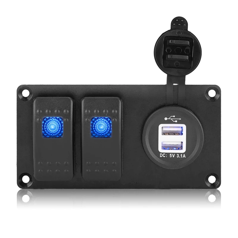 Светодиодный переключатель-качалка, выключатель 3.1A, двойной порт USB для авто, яхты, морской