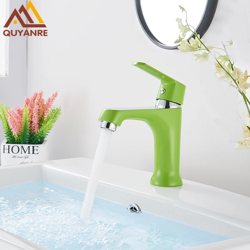 Fashion Style Home Multi-color Bath Basin Faucet Cold and Hot Water Taps Green Orange White bathroom mixer