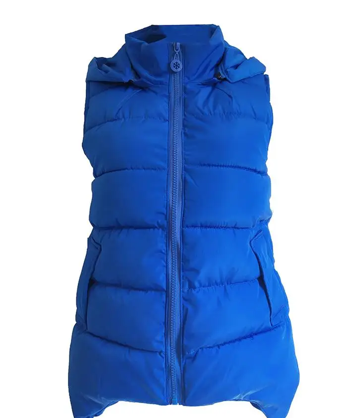 С капюшоном пуховые жилеты жилет женский хлопковое пальто Верхняя одежда зимний жилет толстый - Цвет: Синий